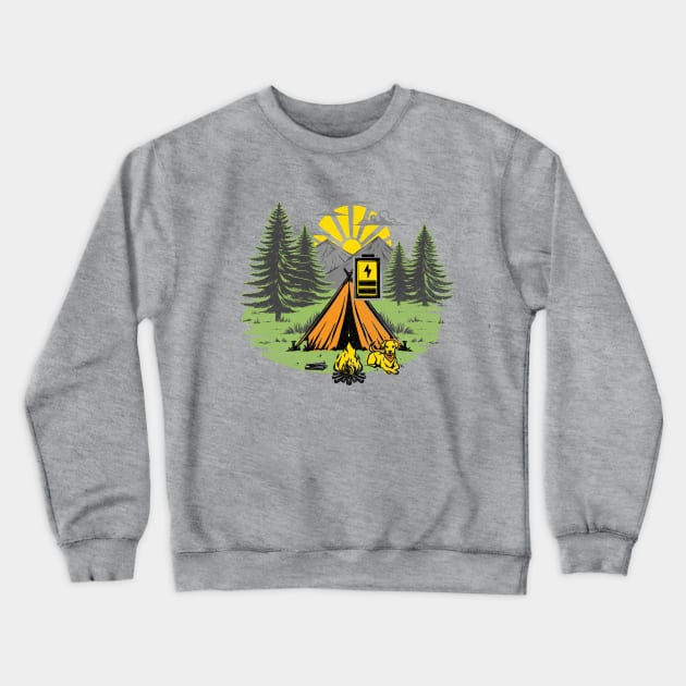 Recharging Offline Camping Dog Crewneck Sweatshirt by Tobe_Fonseca